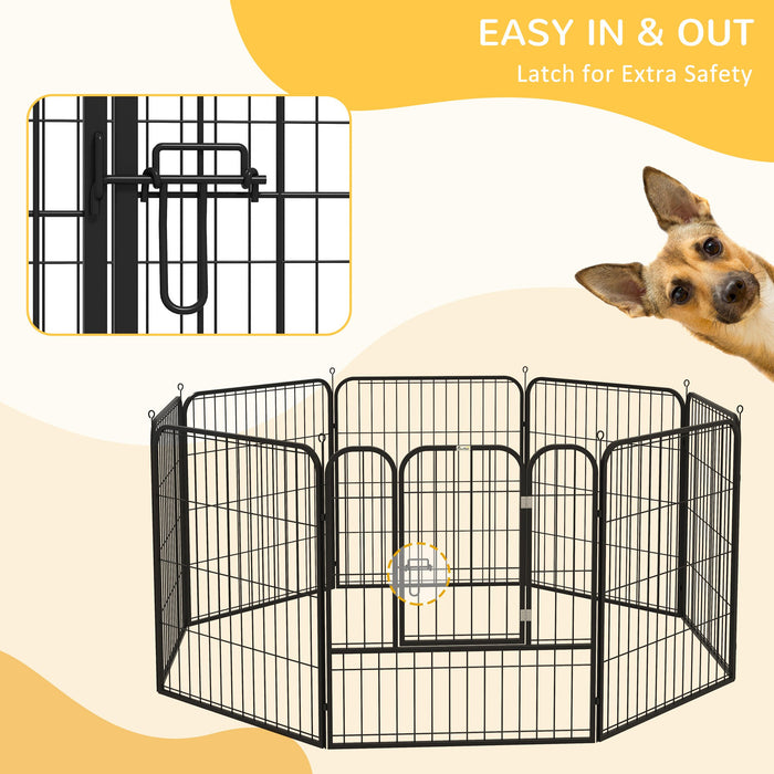 Heavy Duty 8-Panel Pet Playpen - Puppy and Rabbit Enclosure, Foldable, 80 x 80 cm for Indoor/Outdoor Use - Ideal for Play Area and Exercise Pen