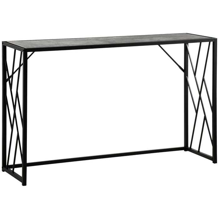 Industrial 120 cm Grey Console Table with Sturdy Metal Frame - Chic Sofa Table for Living Room or Hallway Decor - Space-Saving Entranceway Furniture Piece