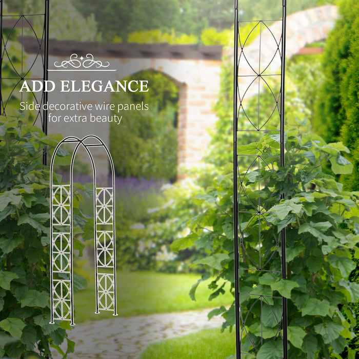 Classic Steel Outdoor Arbor Trellis - Vintage Garden Patio Arch for Vine Support & Climbing Plant Decor - Perfect for Backyard Landscape Enhancement