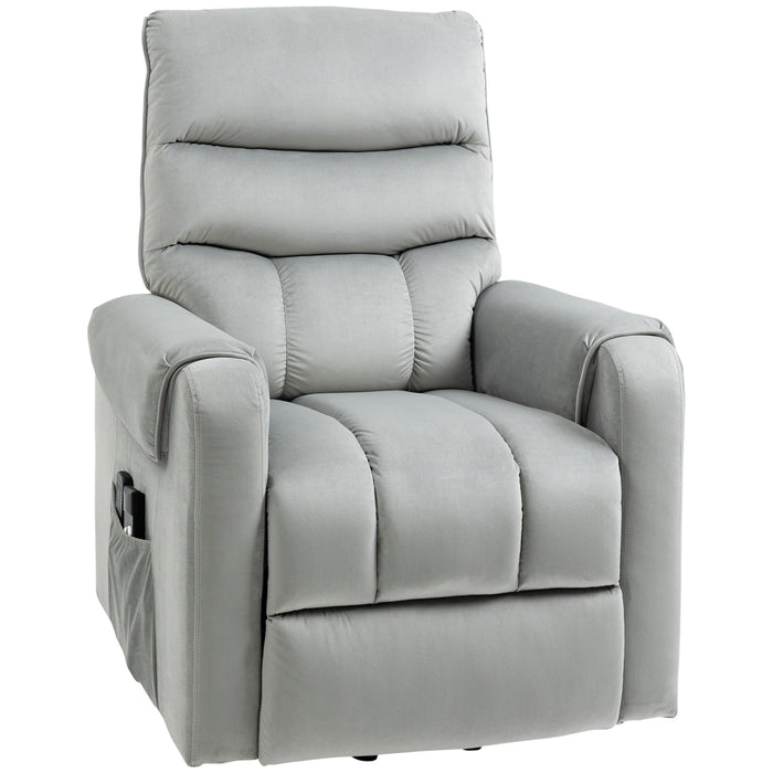 Electric Power Lift Recliner Chair with Vibration Massage - Remote Controlled Rise and Recliner, Side Pocket - Ideal for Elderly and Individuals with Mobility Challenges, Grey