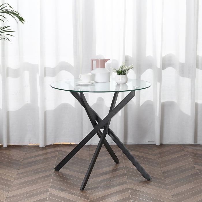 Clear Tempered Glass Top Side Table - Round, Metal-Legged Modern Dining Furniture - Ideal for Dining Room and Living Room Spaces