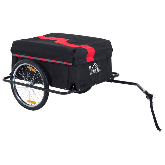 Bike Cargo Trailer with Durable Removable Cover - Versatile Red & Black Design for Transporting Goods - Ideal for Cyclists and Outdoor Enthusiasts