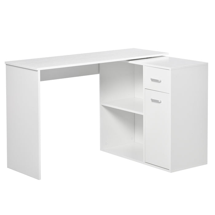 L-Shaped Corner Desk - Computer Study Workstation with Storage & Drawer - Ideal for Home Office Use