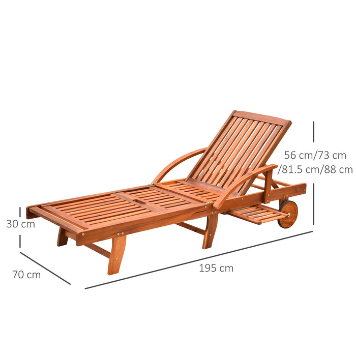 Foldable Wooden Sun Lounger with Wheels - Outdoor Patio Recliner and Day Bed - Relaxation and Comfort for Garden Deck