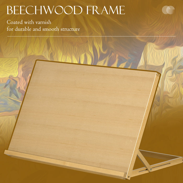 Adjustable Beechwood A3 Tabletop Easel - Portable Folding Craft Workstation for Drawing & Sketching - Ideal for Artists and Artisans