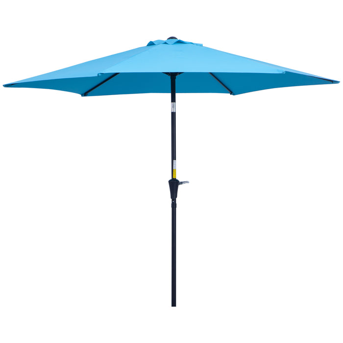 Outdoor Garden Sun Parasol - 2.7M Blue Tilt Umbrella with Crank and Aluminium Frame - Ideal Shade Solution for Patio Enjoyment