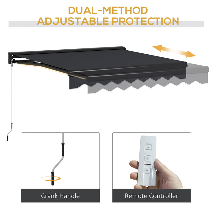 Electric Retractable Awning with LED - 2.5 x 2m Aluminium Frame, Sun Canopy for Outdoor Spaces - Ideal Shade Solution for Patio Doors and Windows