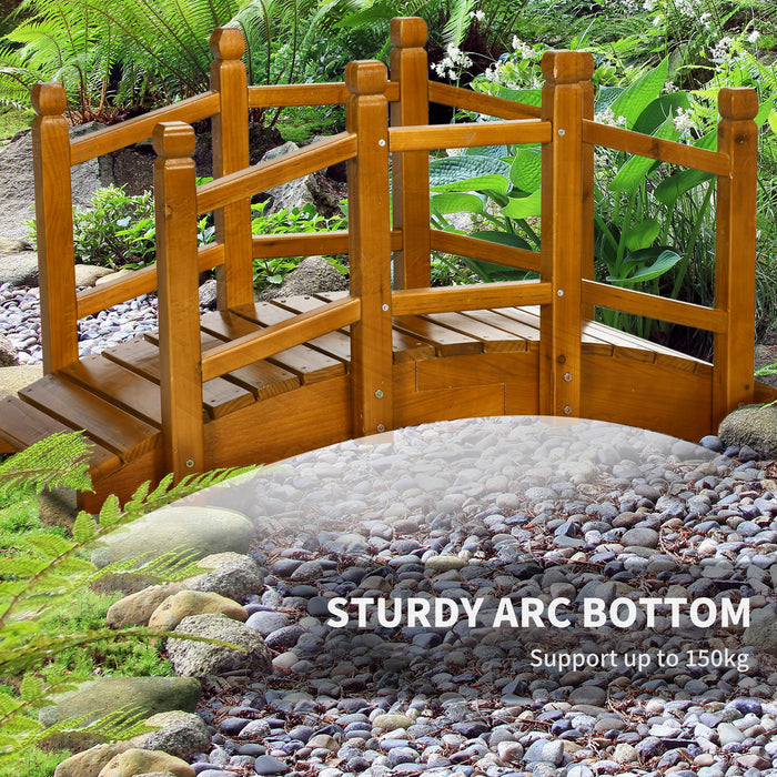 Garden Arc Footbridge with Safety Handrails - Sturdy Wooden Construction, Perfect for Pond and Stream Crossing - Enhances Backyard Landscape Decor