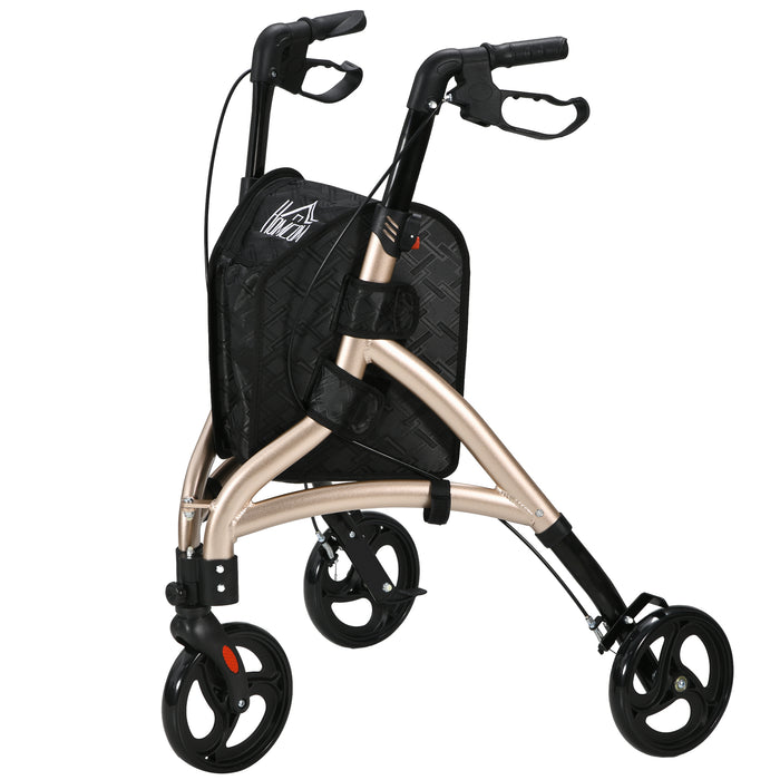 Lightweight Aluminium Tri Walker Rollator - 3-Wheel Design with Adjustable Handles and Dual Brakes - Convenient Foldable Walking Aid with Storage for Seniors