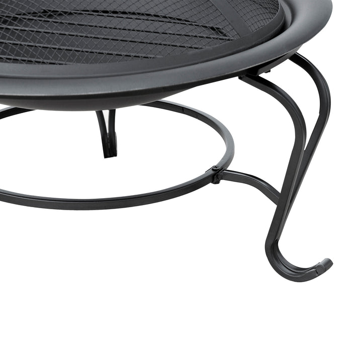 Outdoor Fireplace - 56x45cm with Lid, Black/Blue - Ideal for Patio Warmth and Ambiance