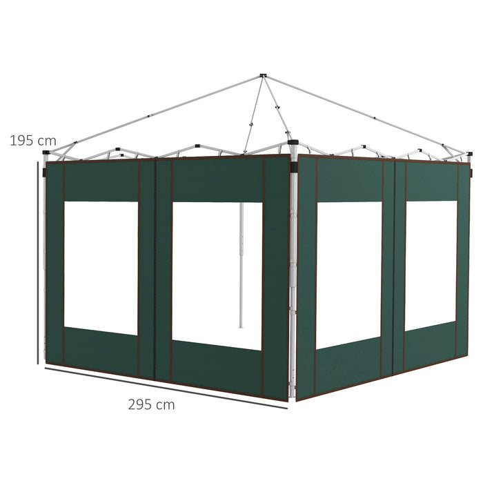 2-Pack Gazebo Side Panels Replacement with Doors and Windows - Fits 3x3m or 3x6m Pop-Up Gazebos - Outdoor Shelter Privacy and Ventilation Enhancements, Green