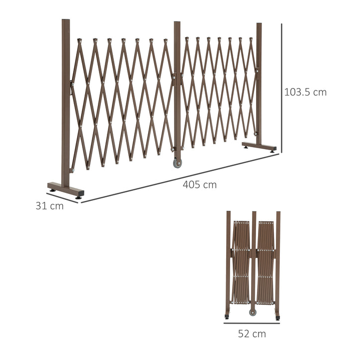 Freestanding Aluminium Expanding Trellis Fence - Foldable 405x103.5cm Garden Screen Panel in Dark Brown - Versatile Movable Boundary for Outdoor Privacy