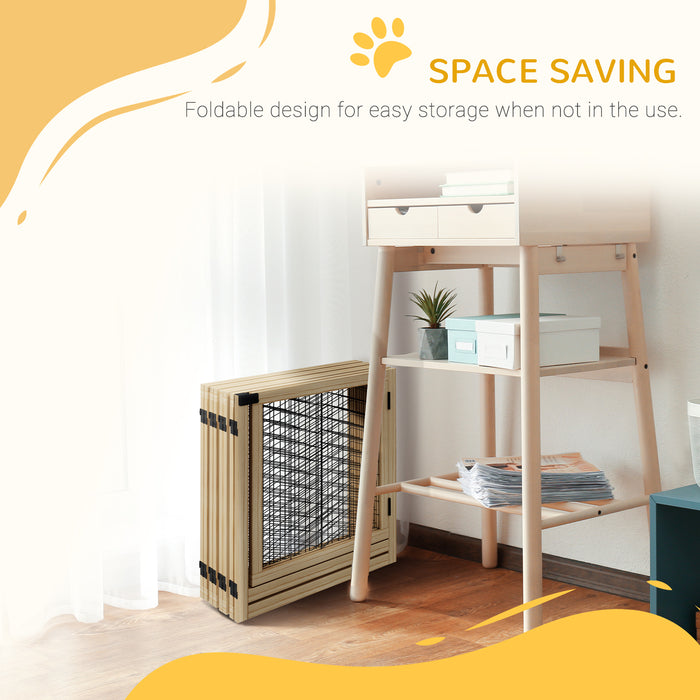 Foldable Wooden Pet Playpen with 8 Panels & Stability Feet - Ideal for House, Doorway & Stairs Barrier - Perfect for Small to Medium Dogs and Safe Home Environment