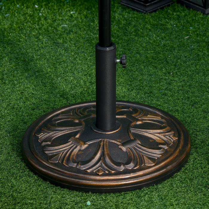 Round 13kg Bronze-Toned Umbrella Base - Heavy-Duty Outdoor Parasol Stand - Ideal for Garden Stability and Wind Resistance