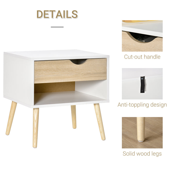 Modern Nightstand with Drawer and Shelf - Stylish Bedside Table for Bedroom or Living Room - Convenient Storage Solution for Home