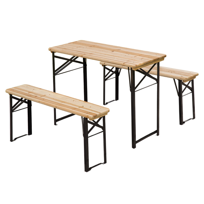 PicnicTime Deluxe Outdoor Wooden Table and Bench Combo - Portable Folding Picnic Set with Seating - Ideal for Family Gatherings, BBQs, and Park Outings