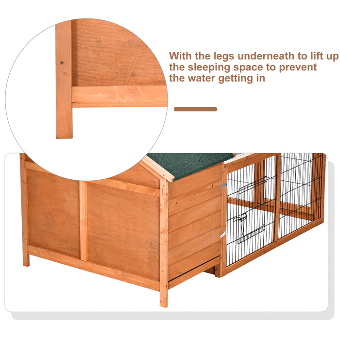 Wooden Small Animal Shelter - Detachable Guinea Pig & Rabbit Hutch with Openable Run and Roof, Slide-out Cleaning Tray - Ideal Pet House for Indoor and Outdoor Use