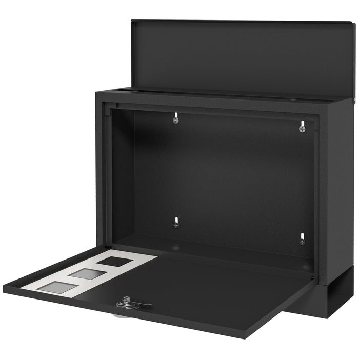 Weatherproof Wall Mounted Letterbox - Modern Mailbox with Viewing Windows and 2 Keys - Secure Postal Solution for Home and Office Use