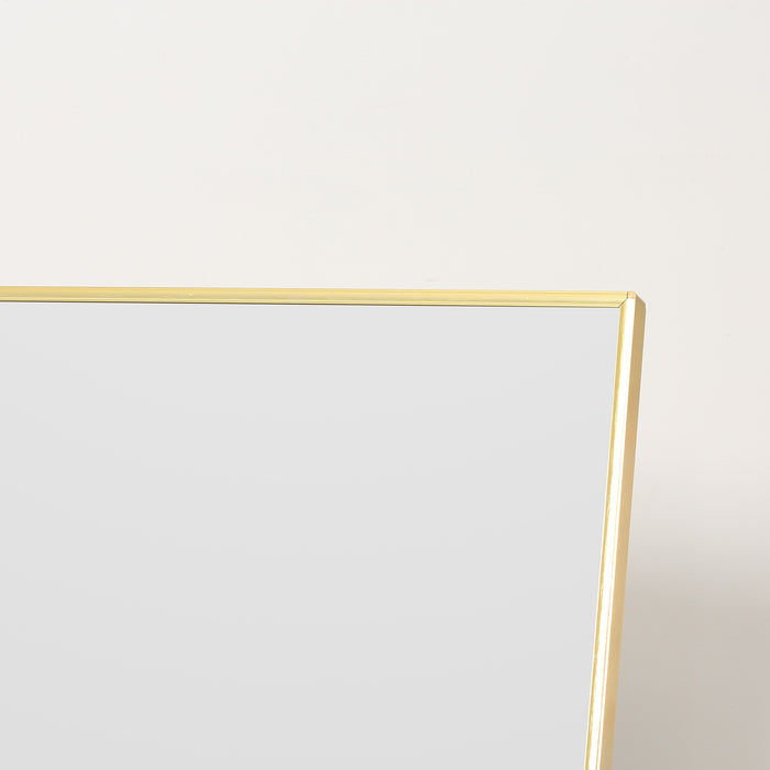 Gold-Framed Full-Length Mirror - 160x50cm Wall-Mounted or Freestanding Rectangular Dressing Mirror - Ideal for Bedrooms and Living Rooms