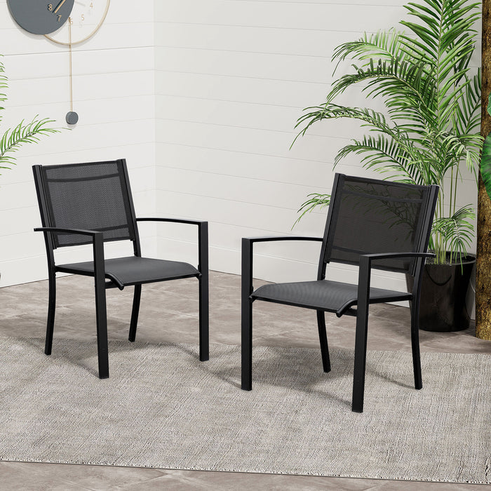 Outdoor Patio Chair Set - 2-Pack Texteline-Seated Garden Chairs with Steel Frame - Ideal for Dining & Relaxation on Patios or Balconies