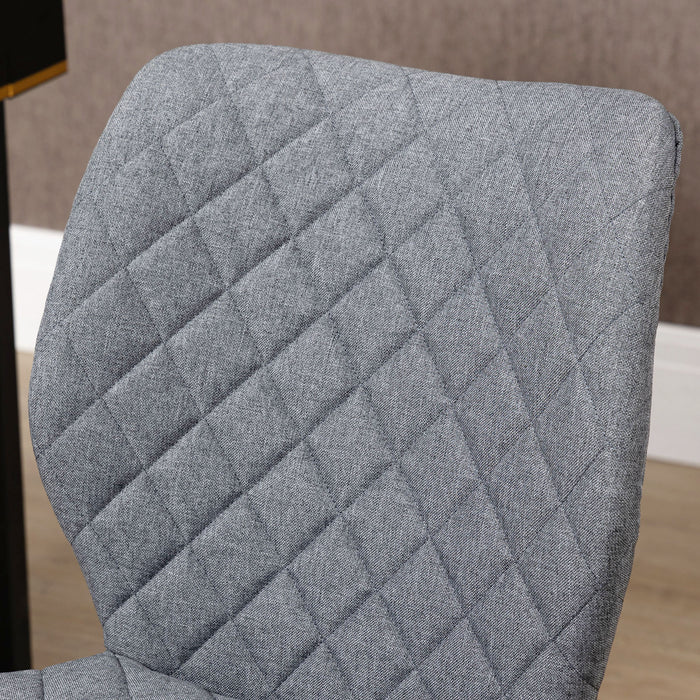 Mid Back Swivel Chair - 360° Rotating, Height Adjustable with Thick Sponge Padding, Linen Fabric in Grey - Ideal for Comfortable Home Office Seating