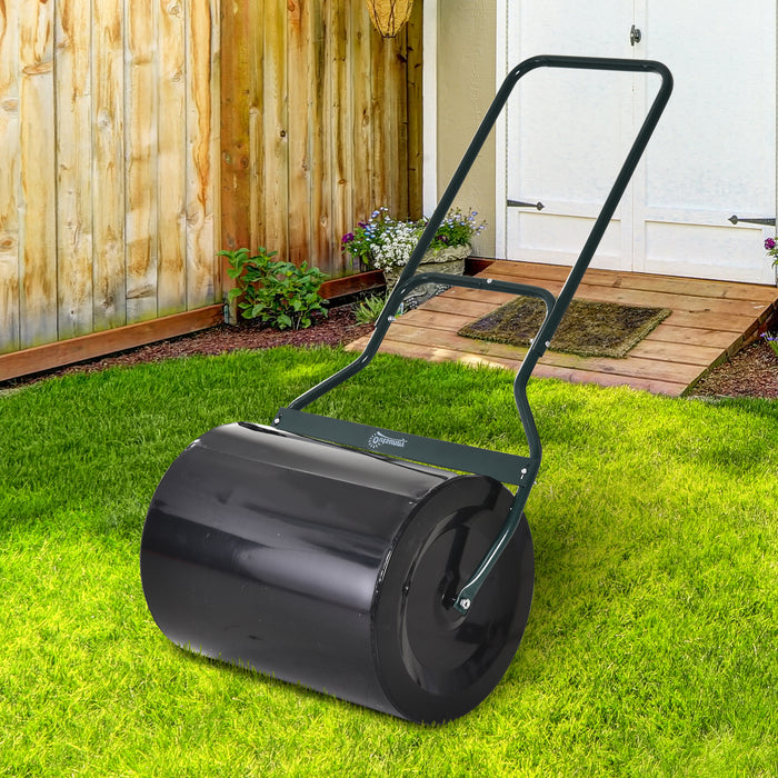 Steel Garden Lawn Roller - 50cm Cylinder with Fillable Water/Sand Option, Seeder Plug - Ideal for Lawn Flattening and Seed Sowing