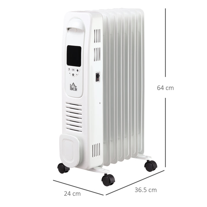 1630W Digital Oil-Filled Radiator Heater - LED Display, 7 Fins, 3 Heat Settings, Safety Cut-Off, Remote Control - Ideal for Indoor Heating & Comfort