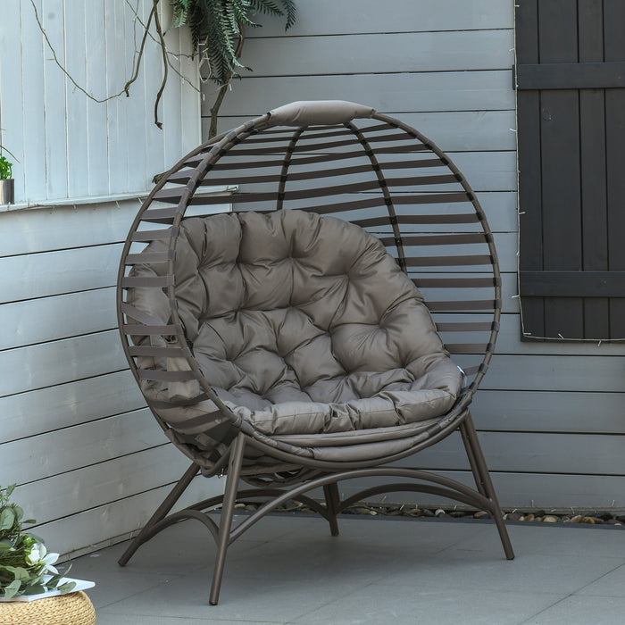 2 Seater Egg Chair - Comfortable Patio Basket Seat with Cushion & Steel Frame - Ideal for Both Indoor & Outdoor Relaxation