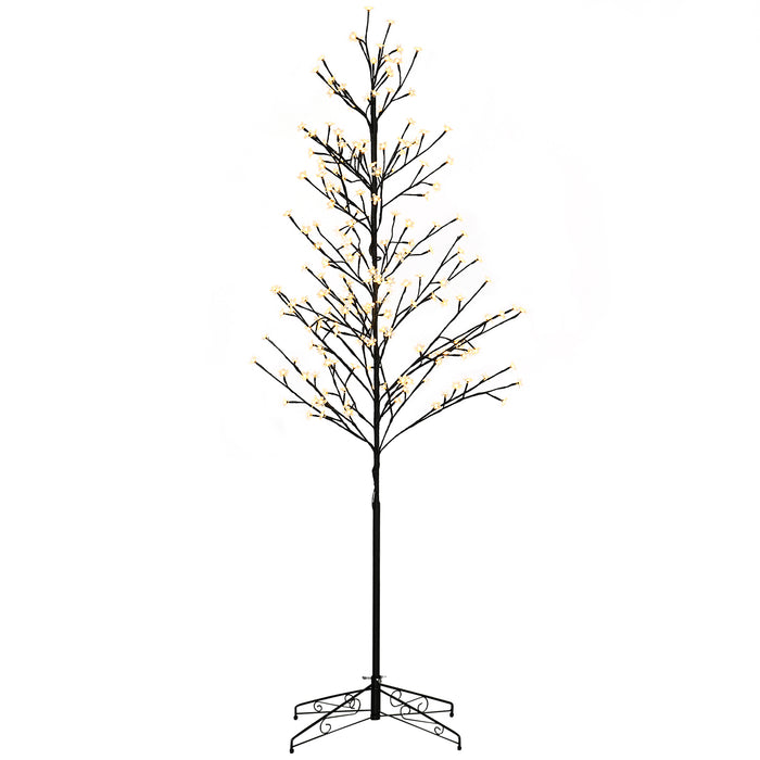 180 Warm White LED Cherry Blossom Tree - 6ft Artificial Lighted Tree with Plug-In for Ambiance - Perfect for Indoor Spaces and Covered Outdoor Areas