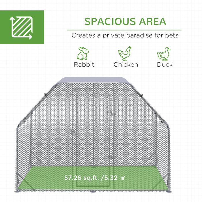 Walk In Chicken Coop with Roof - Spacious 280x190x195 cm Hen House & Duck Pen - Ideal for 4-6 Chickens Outdoor Comfort