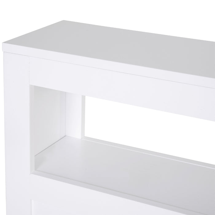 Slim Bathroom Storage Organizer - MDF Rolling Side Cabinet in White - Space-Saving Solution for Tight Spaces