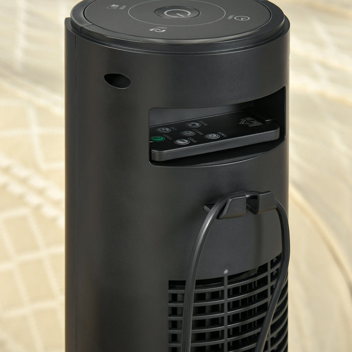 Oscillating 38" Tower Fan with Remote - 3 Speed Settings & 12-Hour Timer, Ultra Slim Black Design - Ideal for Home & Office Cooling Needs