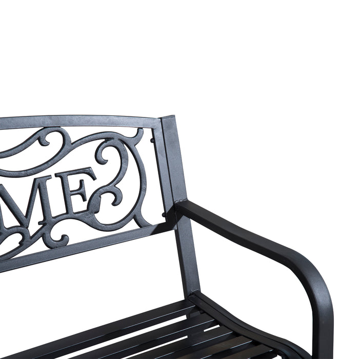 2-Person Metal Patio Bench - Outdoor Seating for Garden, Park, & Porch - Durable Weather-Resistant Love Seat