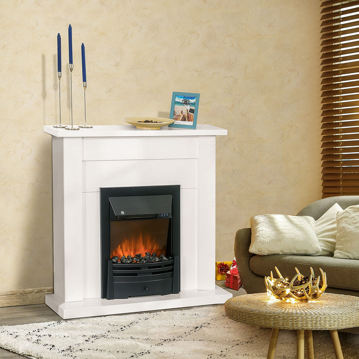 Modern LED Electric Fireplace Suite with Curved Mantelpiece - Marble Stone Design, Tempered Glass & Intelligent Safety Features - Perfect for Cozy, Remote-Controlled Indoor Heating