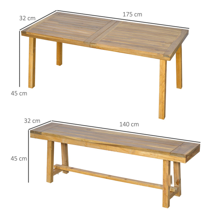 Outdoor Acacia Wood Dining Ensemble - 3-Piece Garden Set with 4-Seater Table and Matching Loveseats, Natural Finish - Perfect for Patio and Garden Entertaining