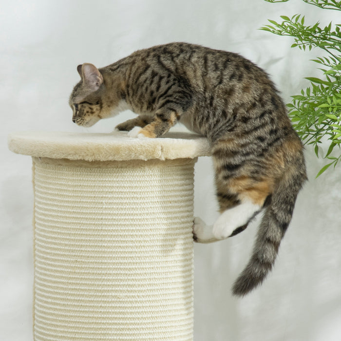 Tall 85cm Beige Cat Scratching Post with Sisal Rope - Plush Anti-Tip Design for Indoor Corners & Sofas - Ideal for Claw Maintenance & Feline Exercise