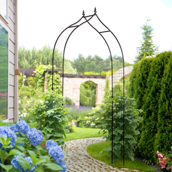 Steel Frame Garden Arch - Outdoor Metal Pergola for Climbing Plants & Backyard Trellis - Ideal for Garden Entryways & Plant Support