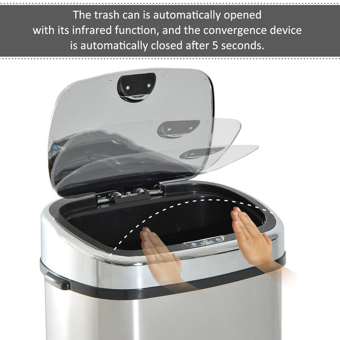 Automatic Sensor Kitchen Trash Can, 68L - Stainless Steel, Touchless Lid Operation - Convenient Waste Disposal for Home & Office