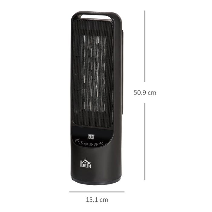 Ceramic Tower Heater with LED Display - Oscillating Indoor Space Warmer with Remote & 12H Timer, Tip-Over & Overheat Safety Features - Ideal for Home or Office Use, 1000W/2000W