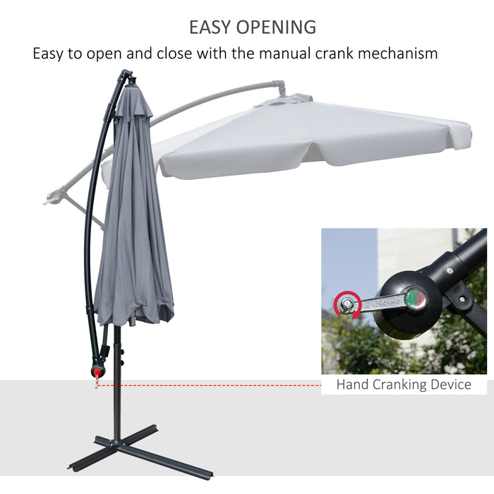 Banana Parasol Cantilever Umbrella - 2.7m Hanging Sun Shade with Crank Handle and Cross Base, Dark Grey - Ideal for Outdoor Relaxation and UV Protection