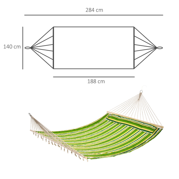 Striped Camping Hammock with Pillow - Outdoor Garden Beach Swing Bed, 188x140 cm - Relaxing Lounger for Backyard Leisure and Travel