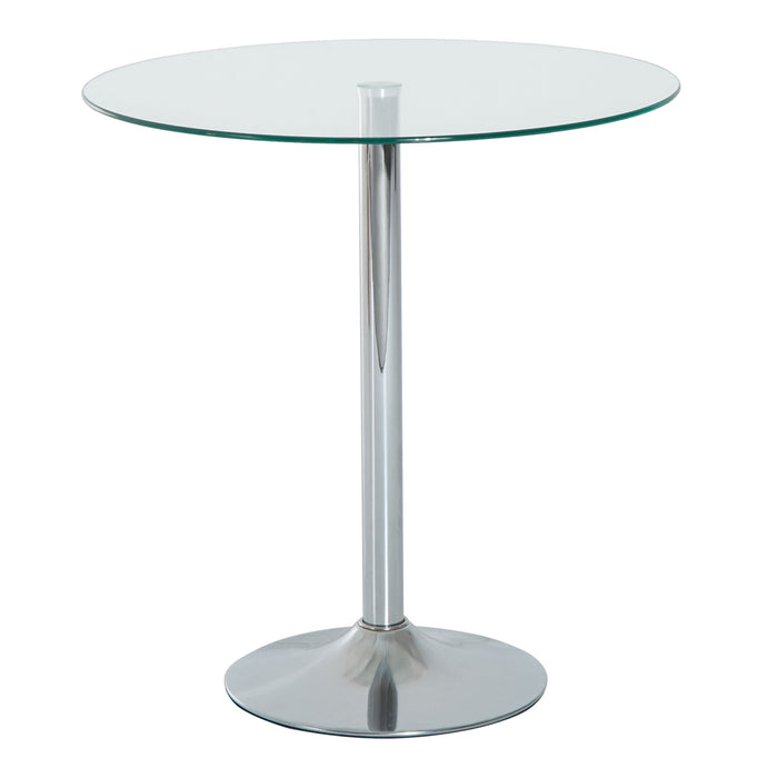 Tempered Glass Top Bar Table - Chrome Stand Bistro Style Wine Counter, 70x70xH74.5cm - Perfect for Pubs and Home Entertaining Spaces