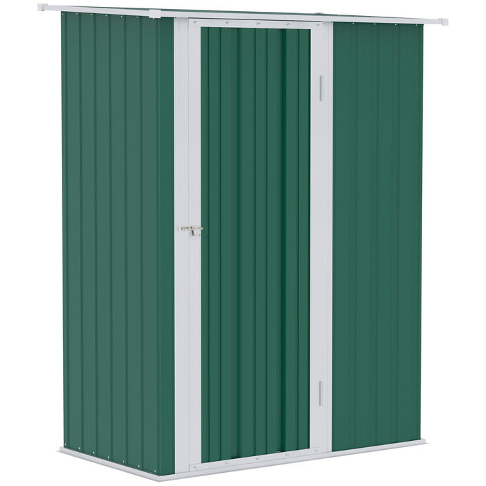 Steel Garden Shed 4.7ft x 2.8ft - Outdoor Equipment Storage with Sloped Roof and Latch Door, Weather-Resistant Finish - Ideal for Tools and Gardening Essentials Protection