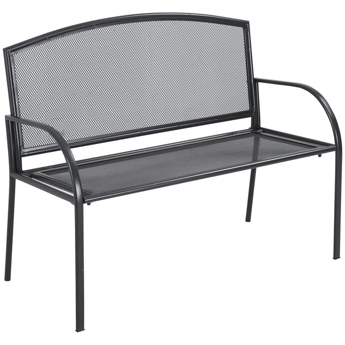 Outdoor Metal Loveseat - 2-Person Patio Bench in Grey - Ideal for Garden, Park, Porch, and Lawn Seating