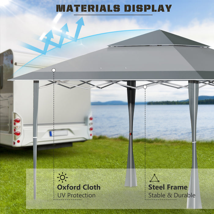 4x4m Double Roof Canopy Gazebo - Pop-Up Tent with Roller Bag, Adjustable Legs, Steel Frame for Outdoor Parties - Ideal Shelter for Garden Events, Dark Grey