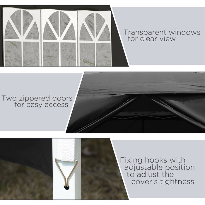 Pop-up Gazebo Marquee 3x3m - Water Resistant Black Event Shelter for Weddings & Parties - Includes Free Carry Bag for Easy Transport