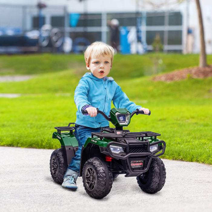 Electric Ride-On ATV for Kids - 12V Quad Bike with Forward/Reverse, Music, LED Headlights - Perfect for Ages 3-5, Vibrant Green