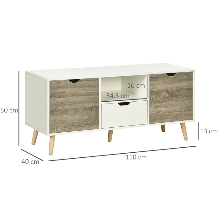 Modern Grey TV Stand - Accommodates up to 50-Inch Television, Storage Cabinets and Drawer - Ideal for Living Room and Bedroom Organization