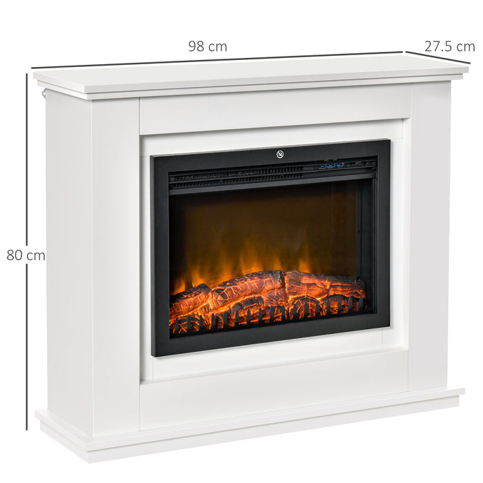 Electric Fireplace Suite with Remote - Freestanding 1kW/2kW Heater & Realistic Flame Effect - Safe Home Heating with Overheat Protection