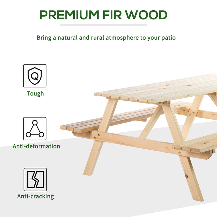 4 Seater Wooden Picnic Table - Outdoor Garden Patio Bench with Parasol Hole, 150cm - Perfect for Family Gatherings and Alfresco Dining